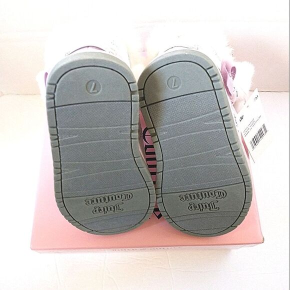 New! JUICY COUTURE Little Girls Glitter Rhinestone Logo Faux Fur Boots Booties 7 - Picture 11 of 11